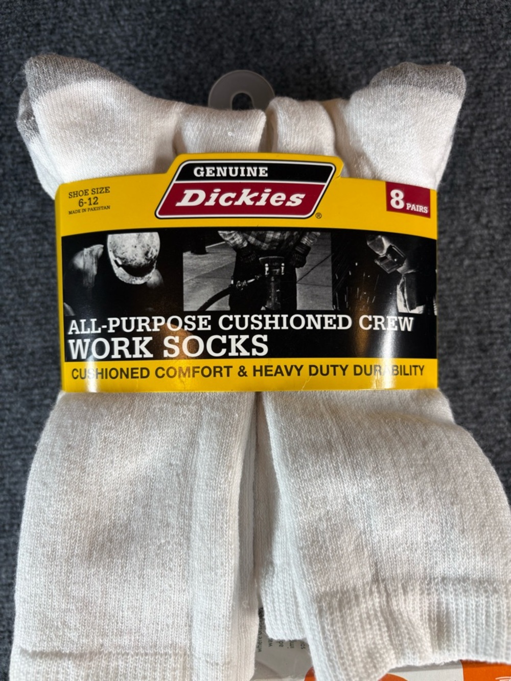 Dickies White Cushioned Crew Work Socks - Pack